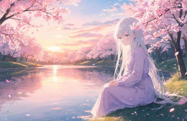256水岸樱花少女