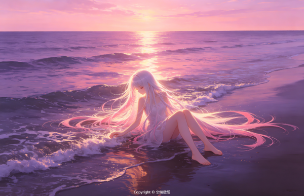 170粉色海边晚霞