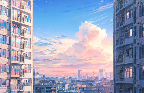 93城市粉色晚霞