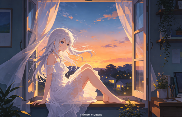 242窗外的夕阳与少女