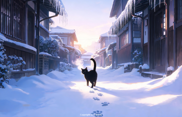 205 雪地里的猫