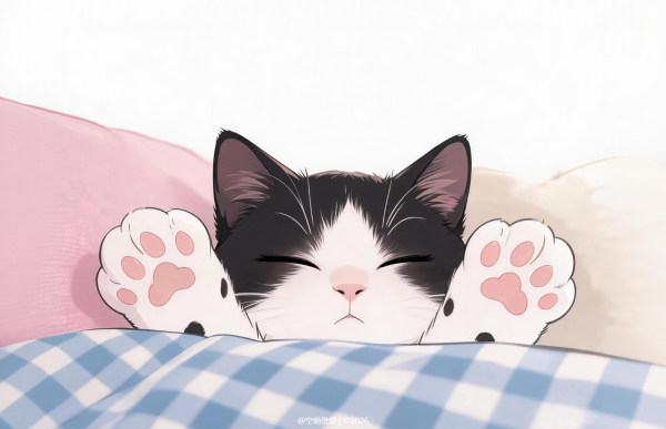 99可爱格子猫咪